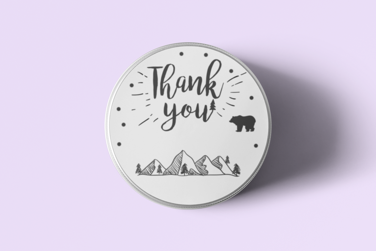 Bear Theme- Return Gift/birthday decor Thankyou Sticker (6 CM/Sticker/Black And White/24Pcs)