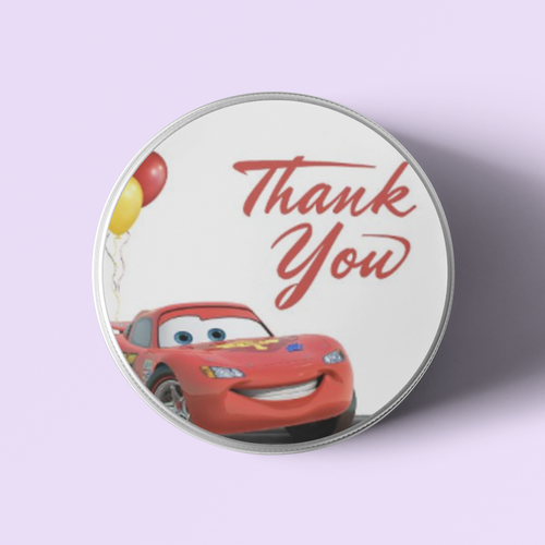 Load image into Gallery viewer, Disney Car Theme- Return Gift/birthday decor Thankyou Sticker (6 CM/Sticker/Multicolour/24Pcs)
