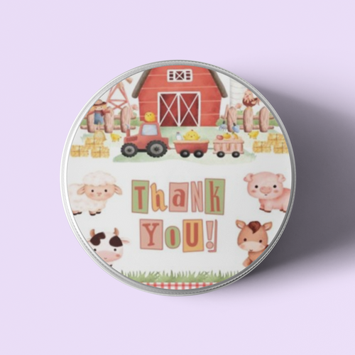Load image into Gallery viewer, Farm House Theme- Return Gift/birthday decor Thankyou Sticker (6 CM/Sticker/Multicolour/24Pcs)
