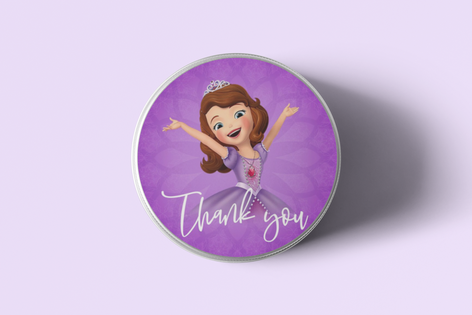 Sofia Theme- Return Gift/birthday decor Thankyou Sticker (6 CM/Sticker/Brown, Purple, White/24Pcs)