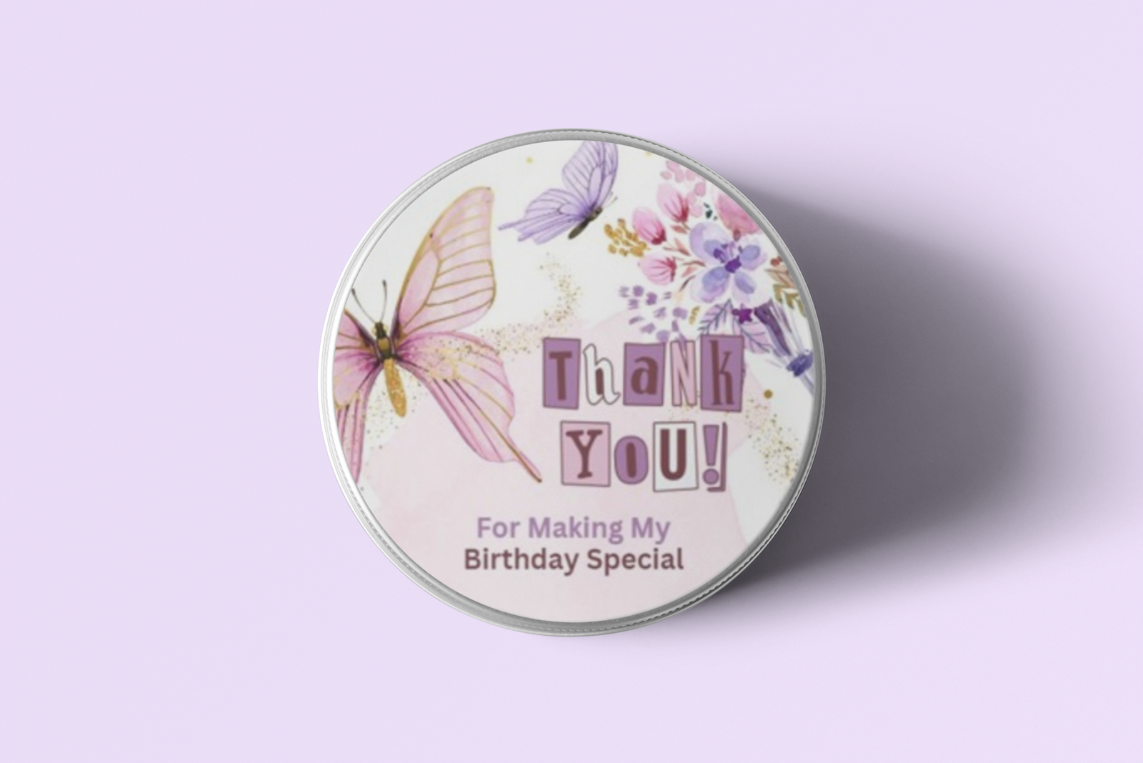 Butterfly Theme- Return Gift/birthday decor Thankyou Sticker (6 CM/Sticker/Multicolour/24Pcs)