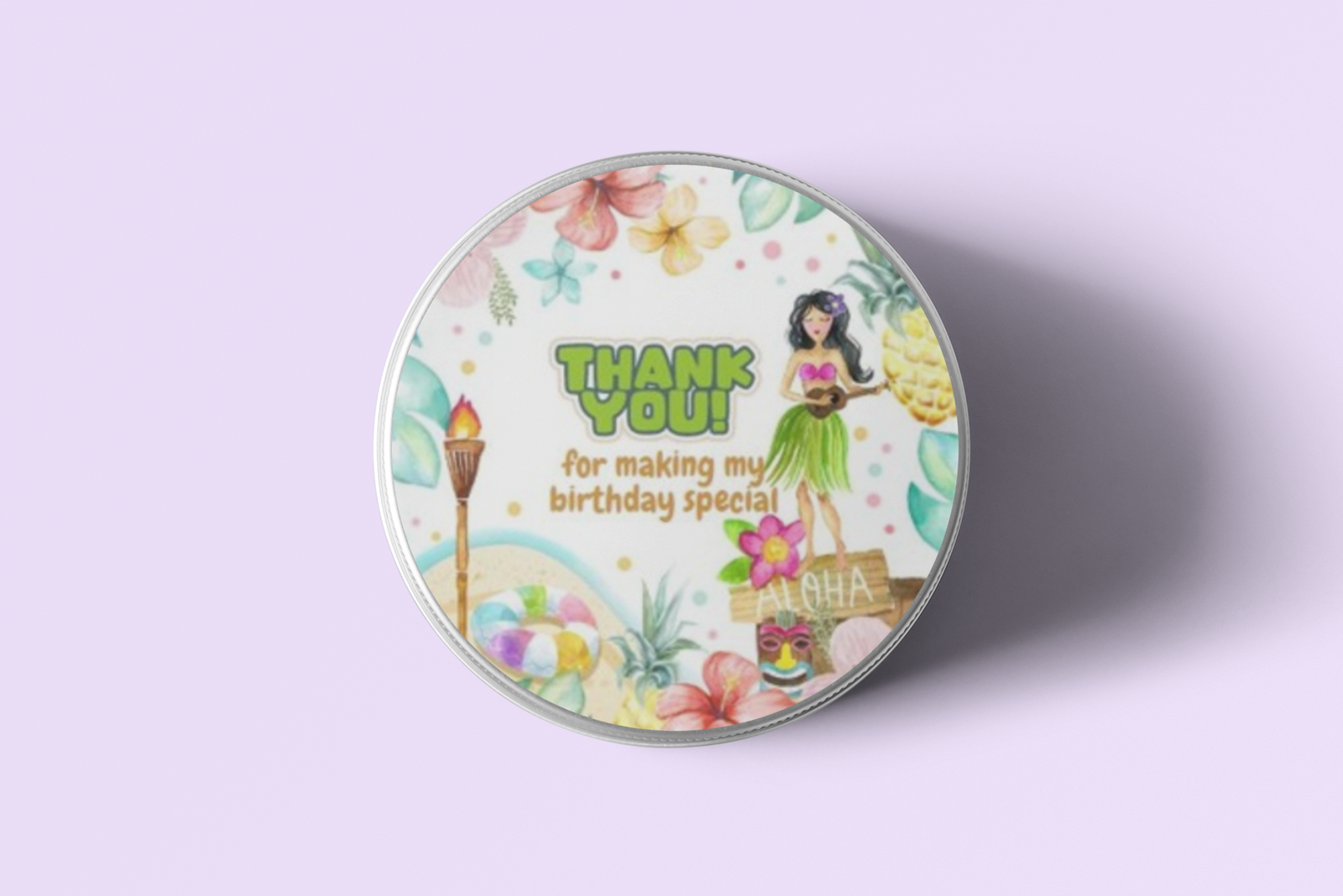 Aloha Theme- Return Gift/birthday decor Thankyou Sticker (6 CM/Sticker/Mixcolour/24Pcs)