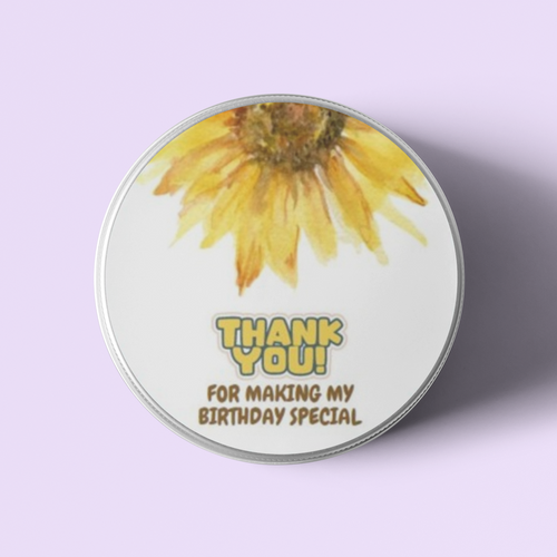 Load image into Gallery viewer, Sunflower Theme- Return Gift/birthday decor Thankyou Sticker (6 CM/Sticker/Yellow, Brown,&amp; White/24Pcs)
