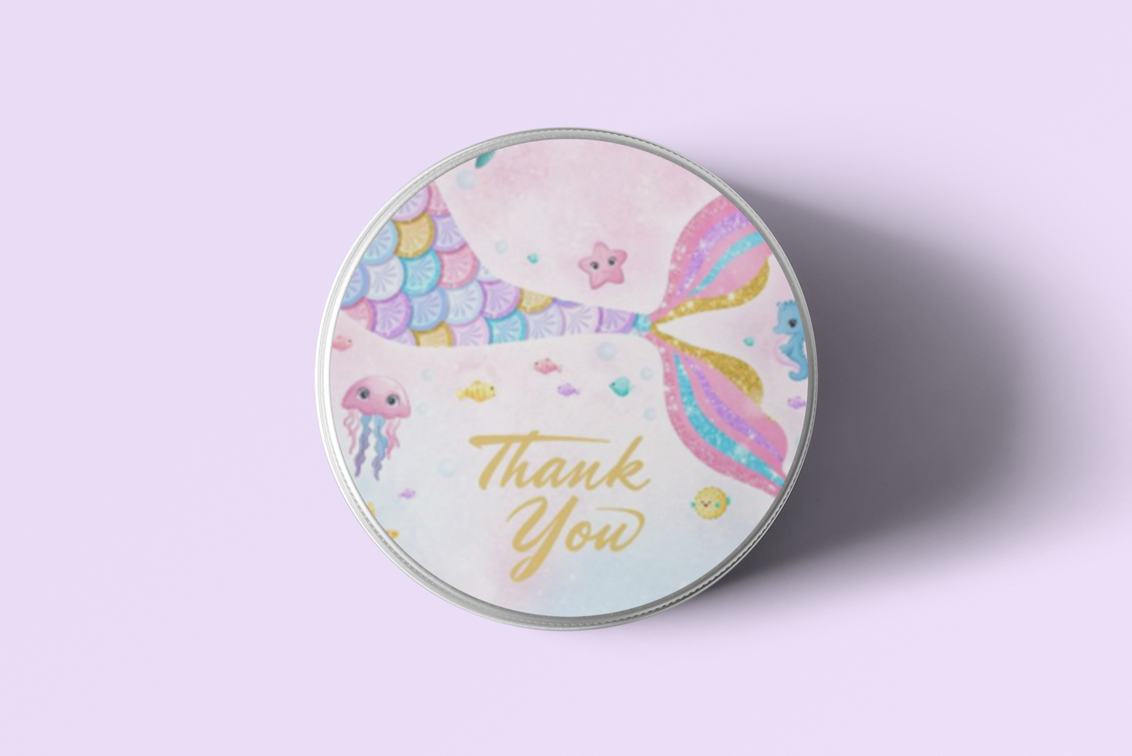 Mermaid Theme Model 2 - Return Gift/birthday decor Thankyou Sticker (6 CM/Sticker/Multicolour/24Pcs)